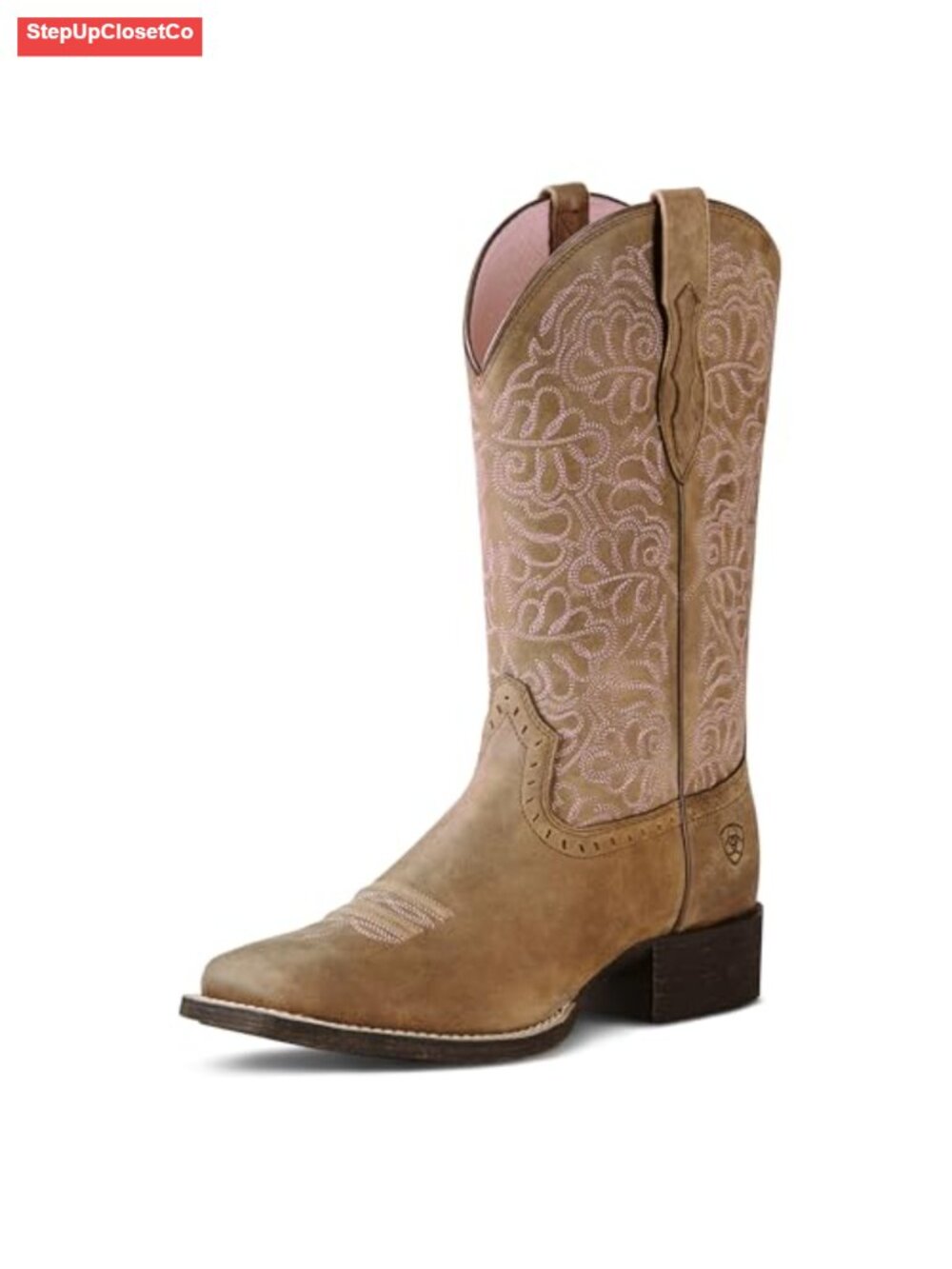 Leather Western Boots with Square Toe, Cushioned Insole, Duratread Sole